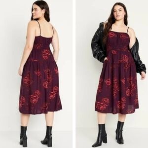 EUC Old Navy Midi Red Rose Dress Size 2X